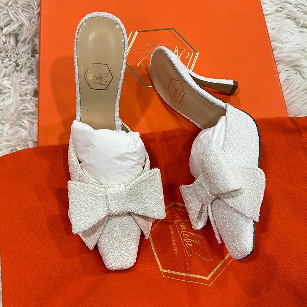 Nalebe Women's Dimante Glitter High Heel Mules bridal